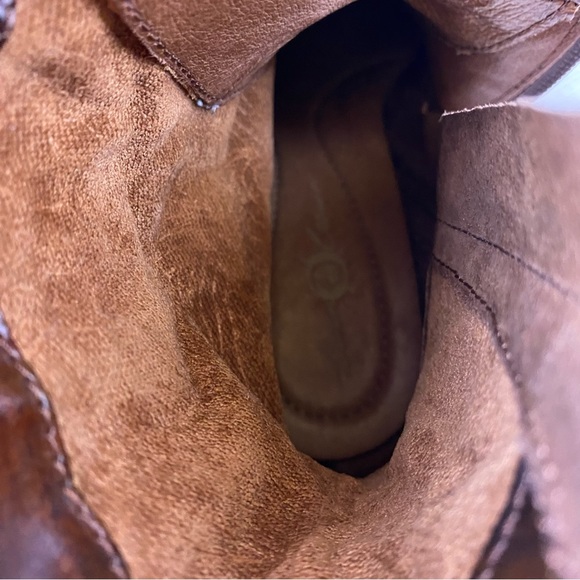 Born Crown Cranford Leather Ankle Boots 8 M Brown Wingtip Lace Up Boots - Picture 7 of 11